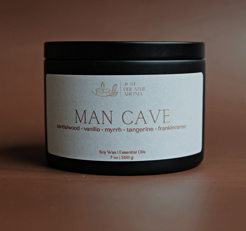 man cave aromatherapy candle | zaddy collection | sandalwood | vanilla | myrrh | tangerine | frankincense